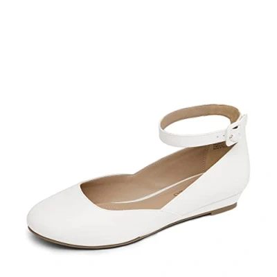 Obrázek DREAM PAIRS baleríny dámské pásové elegantní ploché boty REVONA E, bílá Pu