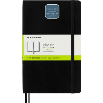 Obrázek Moleskine Klasický rozšířený poznámkový blok s hladkým papírem měkká obálka a elastický uzávěr barva černá velikost velká 13 x 21 A5 400 stran