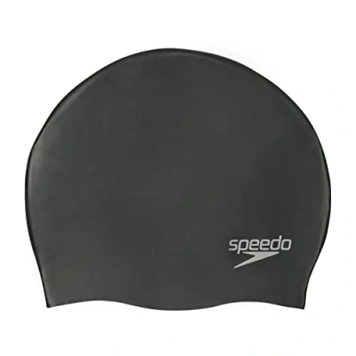Obrázek Speedo Unisex Plain Moulded Silicone Cap plavecká čepice pro dospělé, černá, jednotná velikost