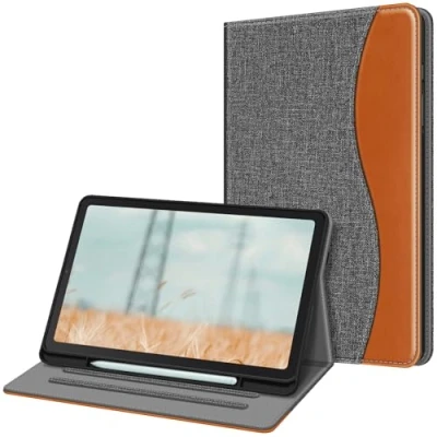 Obrázek Fintie pouzdro pro Samsung Galaxy Tab S6 Lite 10.4 2024/2022/2020, Soft TPU zadní strana kryt ochranné S držákem Pen a štěrbinami na dokumenty, tmavě šedé