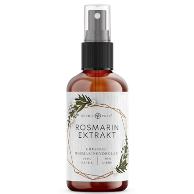 Obrázek Rozmarýnová voda 100 ml pro pokožku a vlasy od Nordic Pure Vitalizující extrakt z rozmarýnu péči o tenké, suché lámavé rozmarýn hydrolát bez oleje