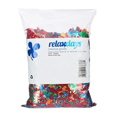 Obrázek Relaxdays XXL pytel na konfety, obří metalické pestré třpytivé narozeniny, masopust, festival, barevné, 1dílná sada (0,28 kg), balení