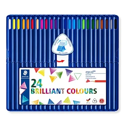 Obrázek STAEDTLER 157 SB24 ergo soft pastelky (zvýšená odolnost proti zlomení, trojhranný, systém ABS, protiskluzový měkký povrch, vhodné pro děti podle DIN EN71) sada 24 živých barev