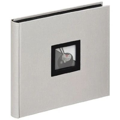 Obrázek walther design Fotoalbum béžovo šedé 26 x cm len s vyraženým krytem, Black and White FA 209 D