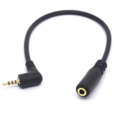 Obrázek HUHANGGod Zahnutý 2,5 mm konektor na 3,5mm zdířku, audio kabel, adaptér pro sluchátka, 4pólový, 3,5 stereo sluchátkový konvertor (4póly Male 90Deg)