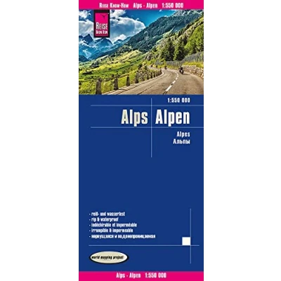 Obrázek Reise Know How Landkarte Alpen / Alps (1:550.000): reiß und wasserfest (world mapping project)