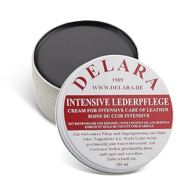 Obrázek DELARA Intenzivní péče o kůži, černá, 100 ml impregnovaná a chrání kůži velmi účinně. Nová receptura s vysoce kvalitním kokosovým olejem včelím voskem Made in Germany