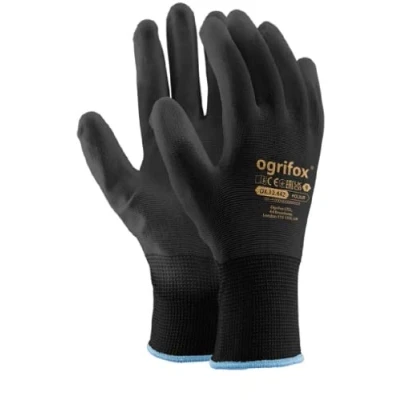 Obrázek Ogrifox OX Poliur_Bb9 ochranné rukavice, OX. 12. 442 Poliur, černo černé, 9 velikostí, 12 párů