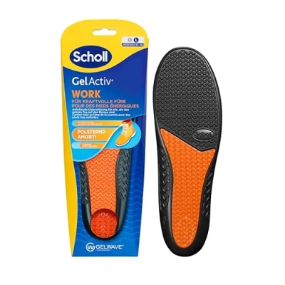 Obrázek Scholl Vložky do bot GelActiv Work pro muže, celodenní komfort při práci, udržují nohy svěží a chladné, tlumí nárazy pohodlné polstrování s technologií GelWave, velikost 40. 5 46