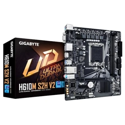 Obrázek Gigabyte H610M S2H V2 Motherboard Unterstützt Intel Core 14th CPUs, 4+1+1 Hybrid Phasen Digital VRM, bis zu 5600MHz DDR5, 1xPCIe 3.0 M.2, GbE LAN, USB 3.2 Gen 1
