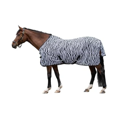 Obrázek HKM 4668 deka proti mouchám zebra s křížovým popruhem, pokrývka koně pastvou, 135