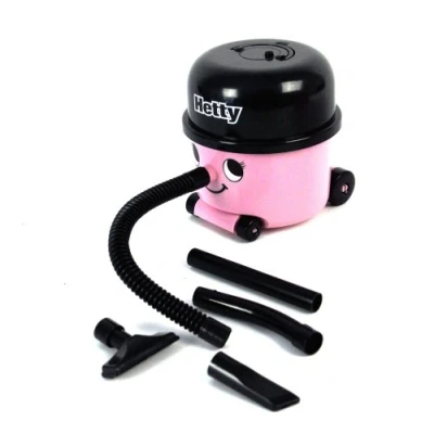 Obrázek Stolní vysavač Hetty Hoover oficiálně licencovaný Henry Hoover, růžový mini počítač a čistič klávesnice, přenosné, lehké čištění psacího stolu, novinkový dárek pro punčochy