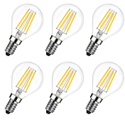 Obrázek LVWIT E14 LED žárovka P45, tvar kapky, 5,5 W (nahrazuje 60 W), 2700 K teplá bílá, ultrajasná 806 lm, Filament Mini Globe Rustikální lampa, nestmívatelná, balení 6 ks