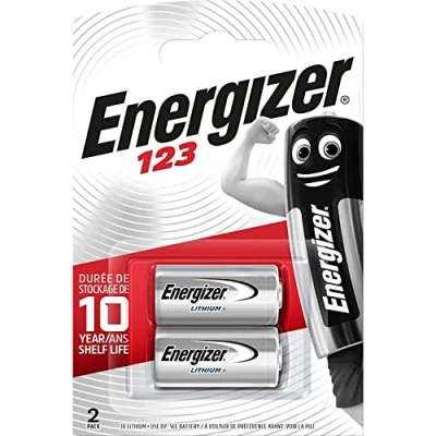 Obrázek Baterie Energizer CR123, lithiová knoflíková baterie, 2 kusy