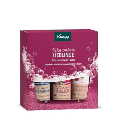 Obrázek Kneipp Dárková sada pěnových koupelí Lieblinge dárkové balení se 3 oblíbenými koupelovými přísadami od obsahuje 2 x aromatickou pěnu a 1 krémovou koupel po 100 ml