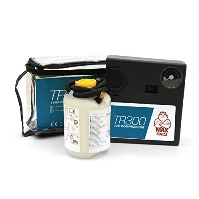 Obrázek Maxtools TR300, automatická sada na opravu pneumatik pro SUV a terénní vozy, opraví všechny napnutí pneumatik, vč. výkonného 12voltového vzduchového kompresoru