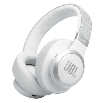 Obrázek JBL Live 770 NC Bluetooth sluchátka přes uši s adaptivním potlačením okolního šumu bezdrátová se zvukem Signature a hlasovým asistentem dlouhý požitek z hudby až 65 hodin v bílé
