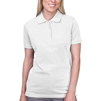 Obrázek HRM dámské Heavy Stretch Polo I Premium polotričko z 95 % bavlny a 5 elastanu Basic Polohkošile lze prát do 40 C Kvalitní &amp; udržitelné horní díly Workwear, bílá (White 02 white)