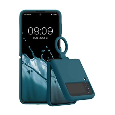 Obrázek kwmobile Flip Soft Case kompatibilní se Samsung Galaxy Z Flip4 silikonové pouzdro pro skládací mobilní telefon na mobil v petrolejové matné