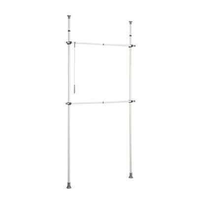 Obrázek WENKO Teleskopický systém Herkules Basic, 2 šatní tyče, nastavitelný organizování, kov, 75 120 x 165 300 11 cm, bílý