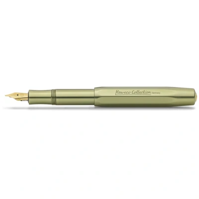 Obrázek Kaweco COLLECTION Füllhalter Olivine I Exklusiver Füllfederhalter aus Aluminium für Tintenpatronen inklusive Retro Metallbox Füller 12,7 cm in Grün Federbreite: F (Fein)