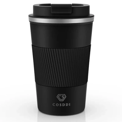 Obrázek CS COSDDI Termohrnek izolační hrnek, nerezový cestovní 380 ml vakuový bezpečný hrnek s víkem, pohárek na auto, dvoustěnný izolovaný pro vodu a čaj, kávu sebou