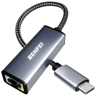 Obrázek USB C auf Ethernet Adapter, BENFEI Thunderbolt 3 RJ45 LAN Netzwerk Adapter Kompatibel für MacBook Pro 2019/2018/2017, Air und mehr[Nylon geflochten&amp;Aluminum Alloy]