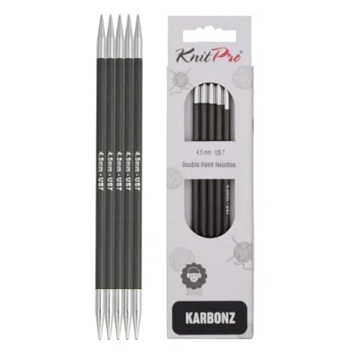 Obrázek KnitPro K41114 Punčochové jehly, karbon/mosaz, černá, 21 x 5 0,5 cm,