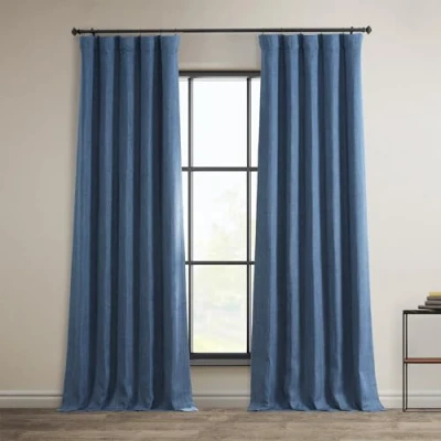 Obrázek HPD Half Price Drapes BOCH LN185 P Vorhänge aus Leinenimitat für Schlafzimmer (1 Panel), Polyester Mischung, Denim, 50 X 96