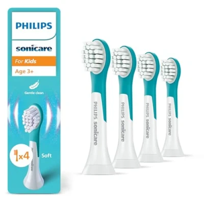 Obrázek Philips Sonicare Originální kartáčové hlavy HX6034 / 33, pro děti od 4 let, tyrkysové, balení po