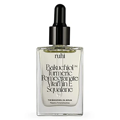 Obrázek ruhi® bio BAKUCHIOL olej na obličej [nový] retinol olejové sérum 30 ml 1% [rostlinný ALTERNATIVE] Squalan, kurkuma, z jader granátového jablka, vitamin E veganský, made in