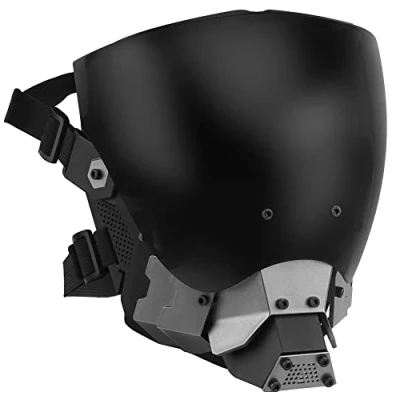 Obrázek Taktische Maske, Grau Lens Full Face Skull Paintball Schutzmaske für Cs Wargame Halloween Cosplay Kostüm Party Schwarz