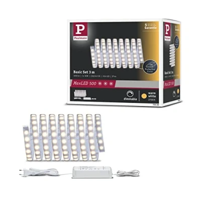 Obrázek Paulmann 70666 LED Stripe MaxLED 500 základní sada 3 m teplá bílá 2700K světelný pásek potažený 20W 1650 lm 230/24 V 36 VA