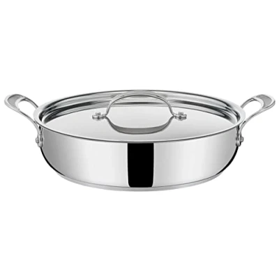Obrázek Jamie Oliver by Tefal Cook&#039;s Classics Servierpfanne mit Deckel 30 cm, Antihaft, Induktionstauglich, Backofenfest, Edelstahl, Genieteter Griff, E3069033