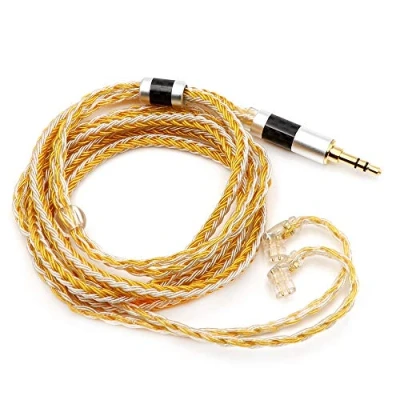 Obrázek LINSOUL Tripowin Zonie 16 Core Silver Plated Cable SPC kabel sluchátek Pro KZ ZS10 Pro, ZSX, ZSN NF2u, Recessed 2pin IEMs (Recessed 2pin, 3. 5mm, Gold)