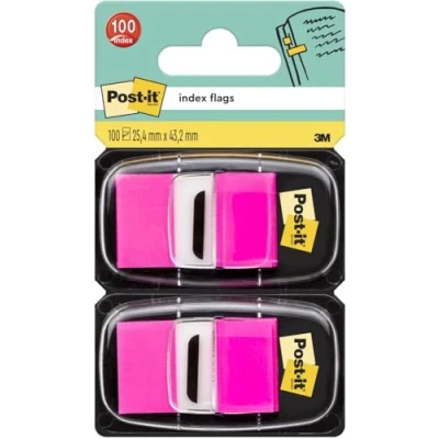 Obrázek Post it 680 BP2 lepicí proužky Index Standard, 2 x 50 lepicích proužků v zásobníku, 25,4 43,2 mm, růžové