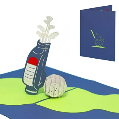 Obrázek LINPopUp®, LIN17321, POP UP karta Golf 3D golfová hra, blahopřání golf, narozeninové přání, poukaz N213