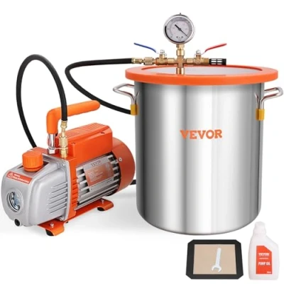 Obrázek VEVOR vakuové čerpadlo s 19l vakuovou komorou 100 l/min podtlakové 150 W AC 220 V/50 HZ 1440 ot/min 5 pa 250 ml kapacita oleje HVAC zařízení Chladicí pro stabilizaci