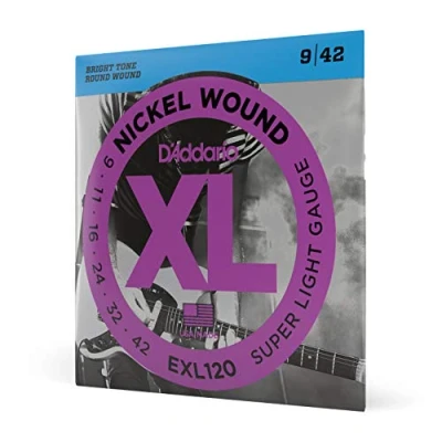 Obrázek D&#039;Addario Kytarové struny E kytara pro elektrické kytary elektrickou kytaru EXL120 Super Light, 0942 1 kus