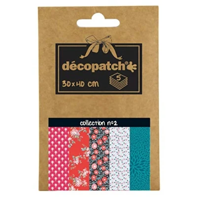 Obrázek Decopatch Décopatch DP002O Packung Décopocket mit 5 Papierbogen (30 x 40 cm) (gefaltet, 13 9,5 cm, praktisch zum Transportieren und einfach Verwenden) 1 Pack farbig sortiert