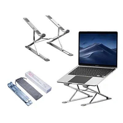 Obrázek stojan na laptop Dogfish 9+7 stupňů, výškově nastavitelný laptop, hliníkový odvětrávaný notebook, držák notebook pro MacBook, Lenovo, Dell, 10 17,3&quot; laptopy, tablety, notebooky