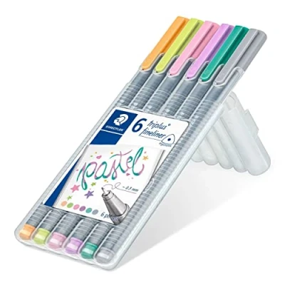 Obrázek STAEDTLER 334 SB6CS1 Fineliner Triplus (ergonomický trojúhelníkový tvar, vysoká kvalita, super jemná krajka, sada pastel s 6 brilantními barvami, šířka linky 0,3 mm)