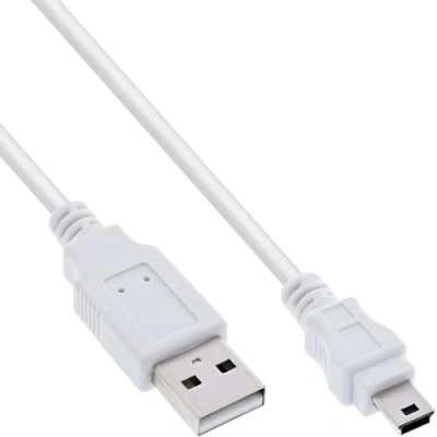 Obrázek InLine 31805W USB 2. 0 Mini kabel, A konektor na B (5 pólový), bílý, 0,5 m