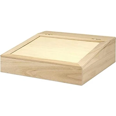 Obrázek Rayher Hobby dřevěný box se šikmým sklápěcím víkem, 24 x 12 cm, certifikováno FSC, dřevěná krabice s úložný box, 62409000, dřevo