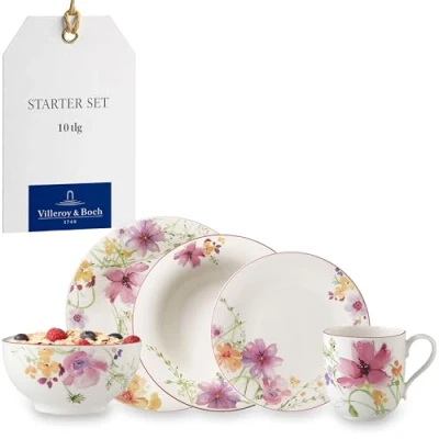 Obrázek Villeroy und Boch Mariefleur Basic startovací sada, 10dílná, prémiový porcelán, vhodný do myčky, mikrovlnné trouby, bílá/pestrá