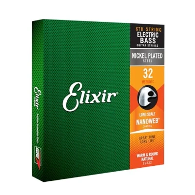 Obrázek Elixir® Struny Nickel Wound 6te E bassaite s NANOWEB® vrstvou, Long Scale, Medium (032)