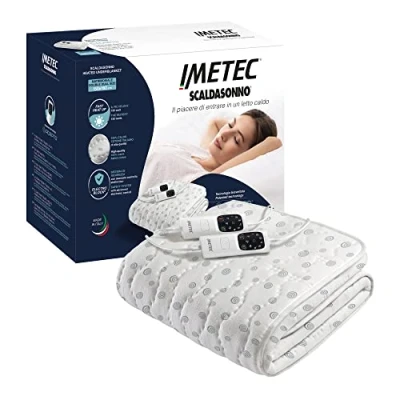 Obrázek Imetec Scaldasonno Adapto, Doppelwärmeunterbett, 150x160 cm, geringer Verbrauch, patentierte Technologie, schnelle Erwärmung, individuelle Temp., 100 % Baumwolle, Made in Italy, 2 Steuerungen, 6 Temp.
