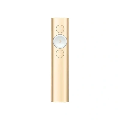 Obrázek Logitech Spotlight Presenter, Bluetooth a 2,4 GHz spojení přes USB přijímač, digitální laserové ukazovátko, dosah 30 m, časovač, vibrační alarm, PC/Mac/Android/iOS zlatá