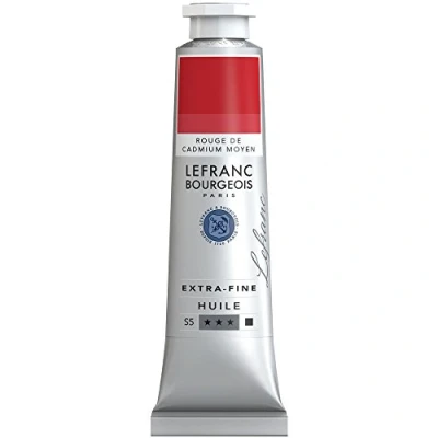 Obrázek Lefranc Bourgeois 405057 extra jemná olejová barva v umělecké kvalitě z vysoce kvalitních pigmentů, živé barvy, vysoká světlostálost, 40 ml tuba kadmiově červená střední
