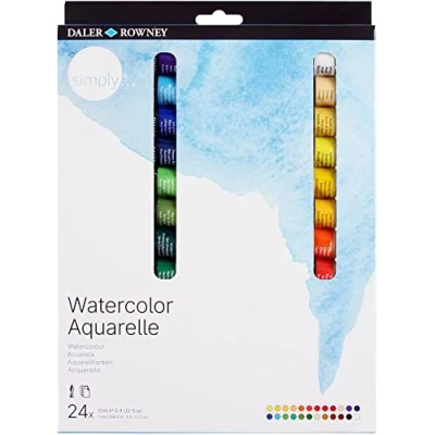 Obrázek Daler Rowney 134500124 Simply Watercolour Set, 24 x 12 ml, modrá